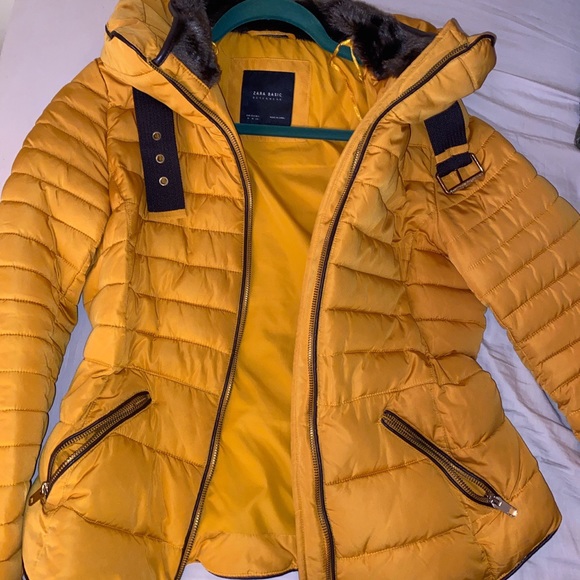 zara puffer jacket mustard